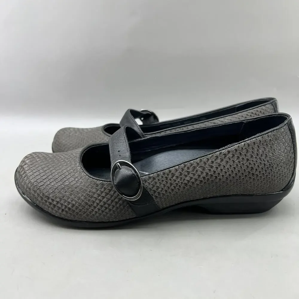 Dansko Orla Mary Jane Shoes Women Size 10 Gray Leather Comfort Walking Flats